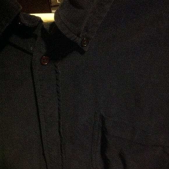 Saks Fifth Avenue Men's Large Navy Corduroy Long Sleeve Shirt - Good Condition - Picture 3 of 4